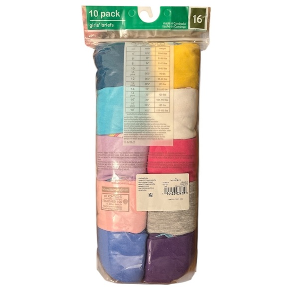 Wonder Nation Girls’ 10 -Pack Hipsters Underwear Size 16 - Breathable Cotton" - Picture 2 of 2